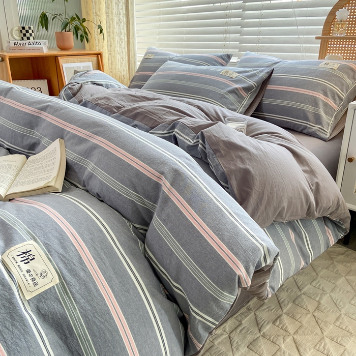 91家纺网 家纺一手货源 找家纺 恋人优选 2025新款A类全棉纯棉水洗棉系列(AB版)四件套 纽约灰(AB版)