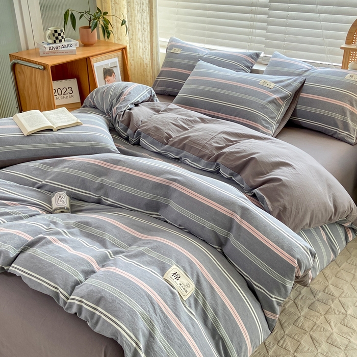 91家纺网 家纺一手货源 找家纺 恋人优选 2025新款A类全棉纯棉水洗棉系列(AB版)四件套 纽约灰(AB版)