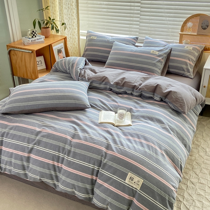 91家纺网 家纺一手货源 找家纺 恋人优选 2025新款A类全棉纯棉水洗棉系列(AB版)四件套 纽约灰(AB版)