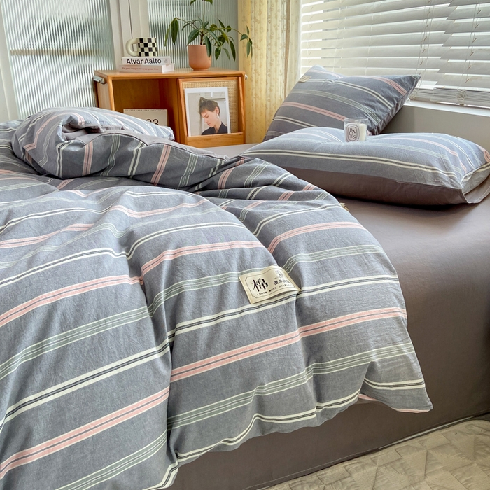 91家纺网 家纺一手货源 找家纺 恋人优选 2025新款A类全棉纯棉水洗棉系列(AB版)四件套 纽约灰(AB版)