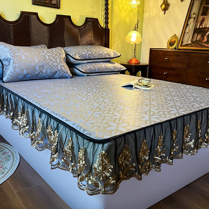 91家纺网 家纺一手货源 找家纺 2025新款藤席（床笠款）-夏日记忆系列 雾清