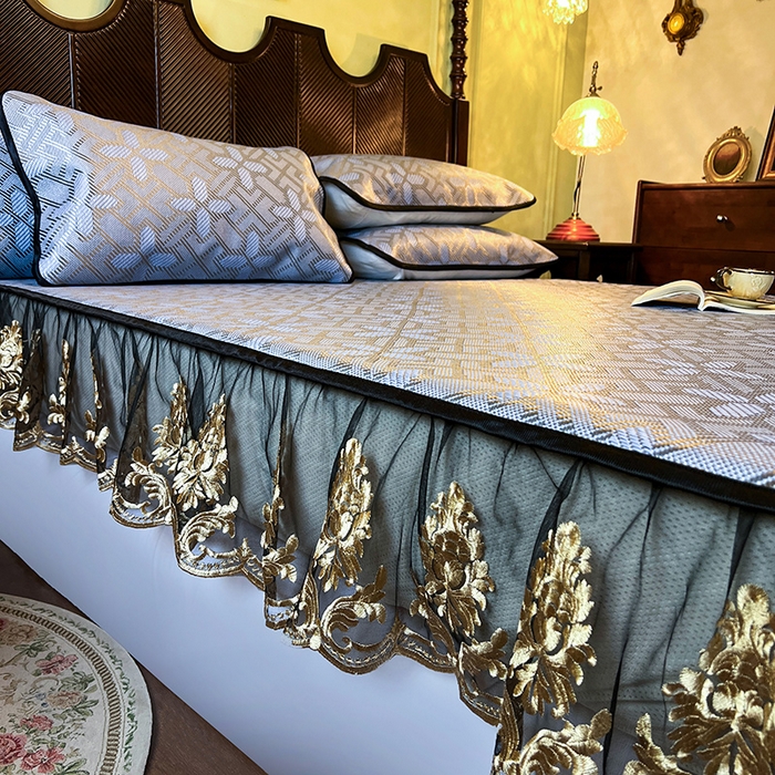 91家纺网 家纺一手货源 找家纺 2025新款藤席（床笠款）-夏日记忆系列 雾清