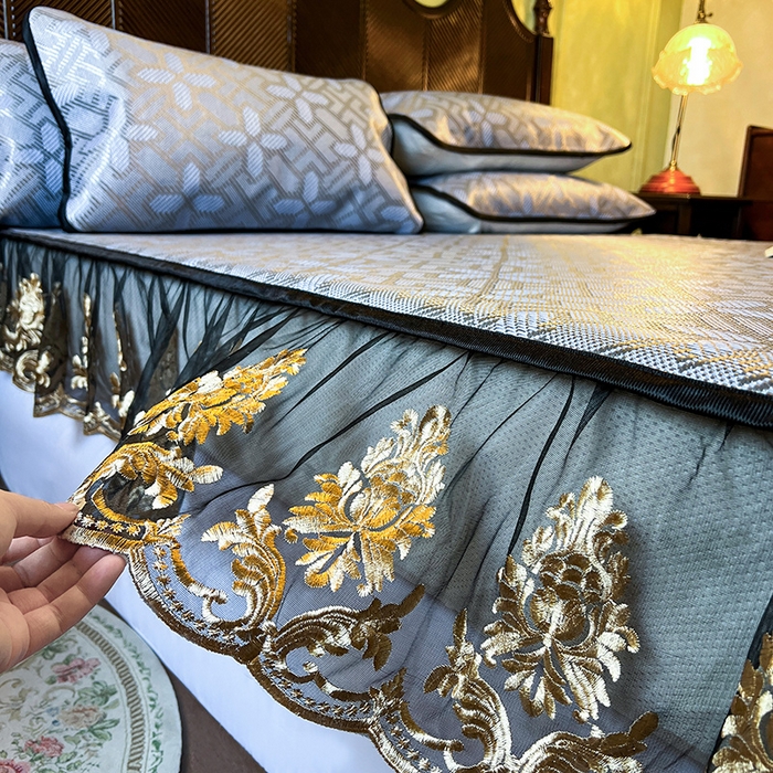 91家纺网 家纺一手货源 找家纺 2025新款藤席（床笠款）-夏日记忆系列 雾清