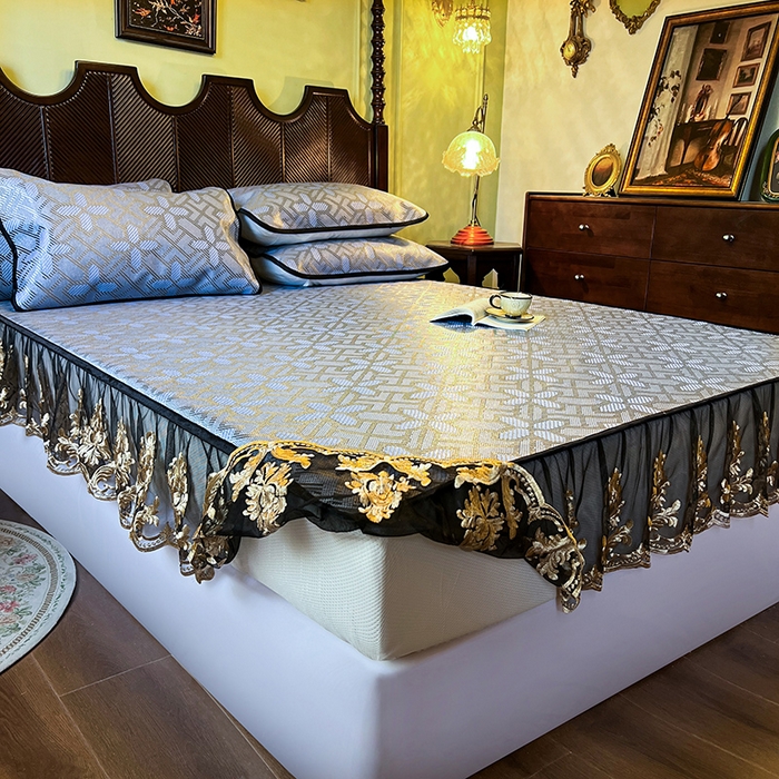 91家纺网 家纺一手货源 找家纺 2025新款藤席（床笠款）-夏日记忆系列 雾清