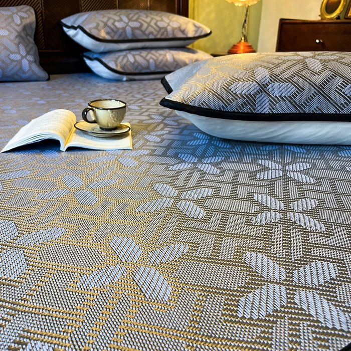 91家纺网 家纺一手货源 找家纺 2025新款藤席（床笠款）-夏日记忆系列 雾清