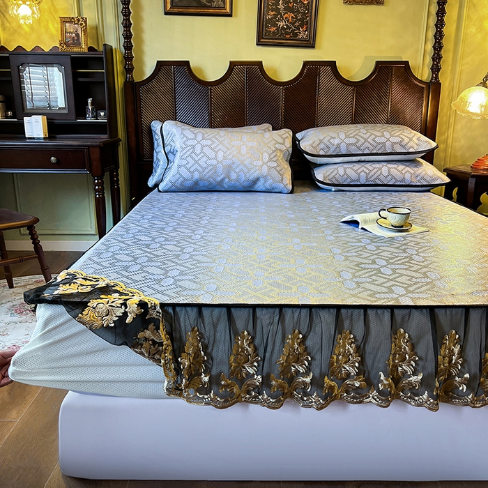 91家纺网 家纺一手货源 找家纺 2025新款藤席（床笠款）-夏日记忆系列 雾清