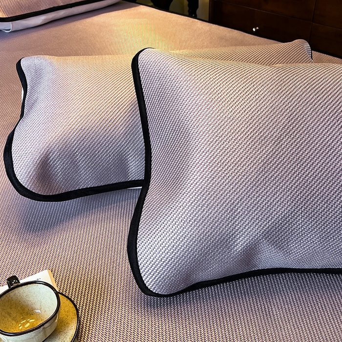 91家纺网 家纺一手货源 找家纺 2025新款藤席（床笠款）-夏日记忆系列 烟粉