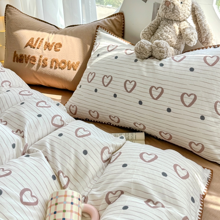 91家纺网 家纺一手货源 找家纺 （总）恋佳居 2025新款A类全棉有氧双层纱印花毛巾绣贝壳边四件套