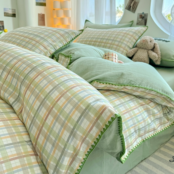 91家纺网 家纺一手货源 找家纺 恋佳居 2026新款A类全棉有氧双层纱印花毛巾绣贝壳边四件套 第五大道