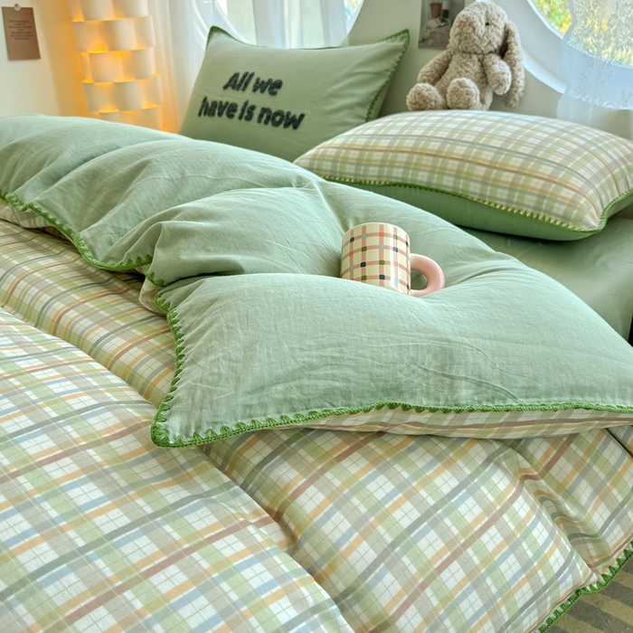 91家纺网 家纺一手货源 找家纺 恋佳居 2026新款A类全棉有氧双层纱印花毛巾绣贝壳边四件套 第五大道