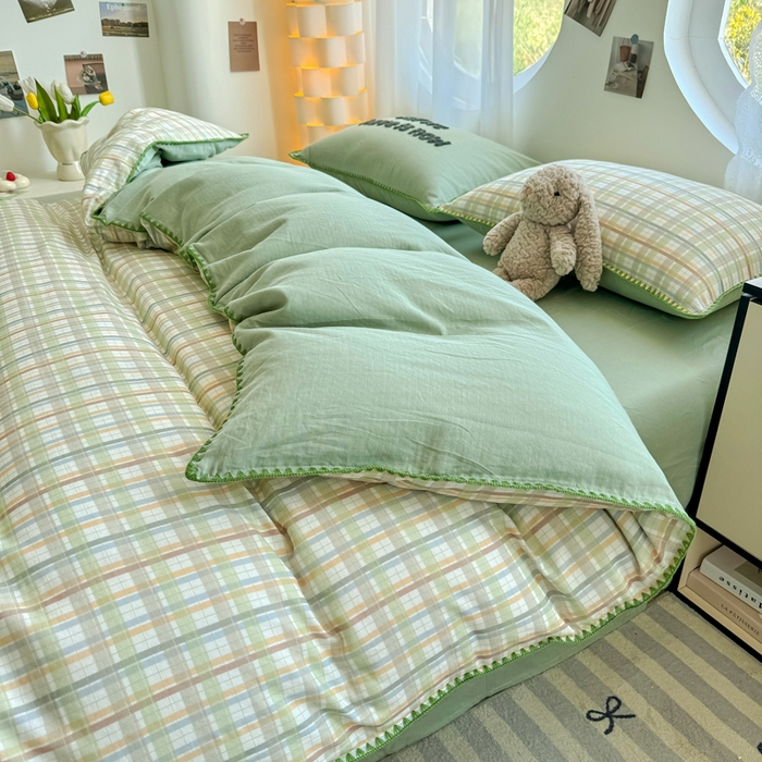 91家纺网 家纺一手货源 找家纺 恋佳居 2026新款A类全棉有氧双层纱印花毛巾绣贝壳边四件套 第五大道