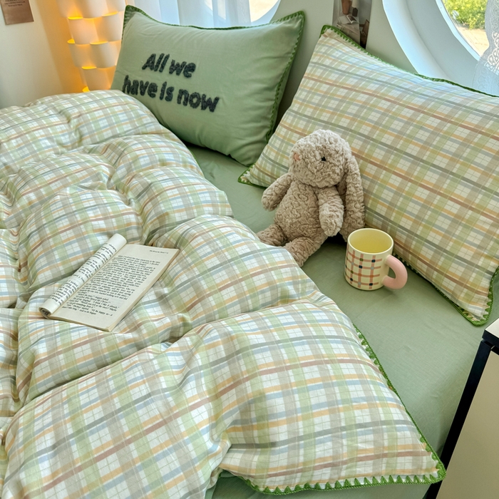 91家纺网 家纺一手货源 找家纺 恋佳居 2026新款A类全棉有氧双层纱印花毛巾绣贝壳边四件套 第五大道