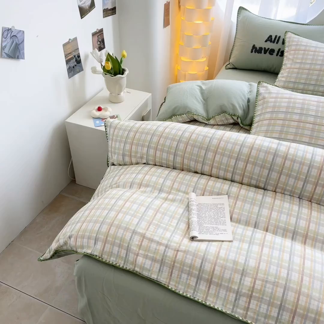 91家纺网 家纺一手货源 找家纺 恋佳居 2026新款A类全棉有氧双层纱印花毛巾绣贝壳边四件套 第五大道