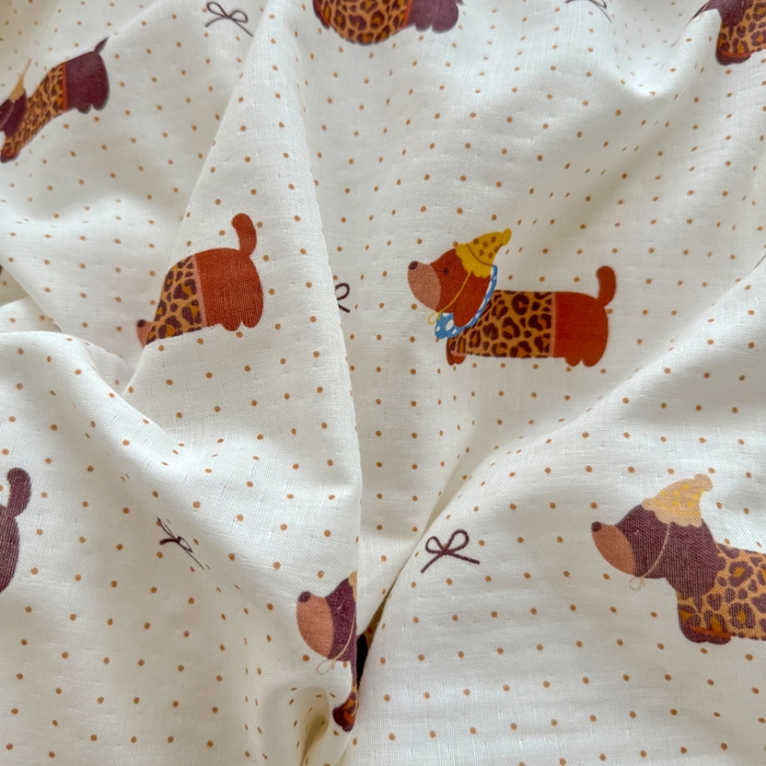 91家纺网 家纺一手货源 找家纺 恋佳居 2026新款A类全棉有氧双层纱印花毛巾绣贝壳边四件套 腊肠部落