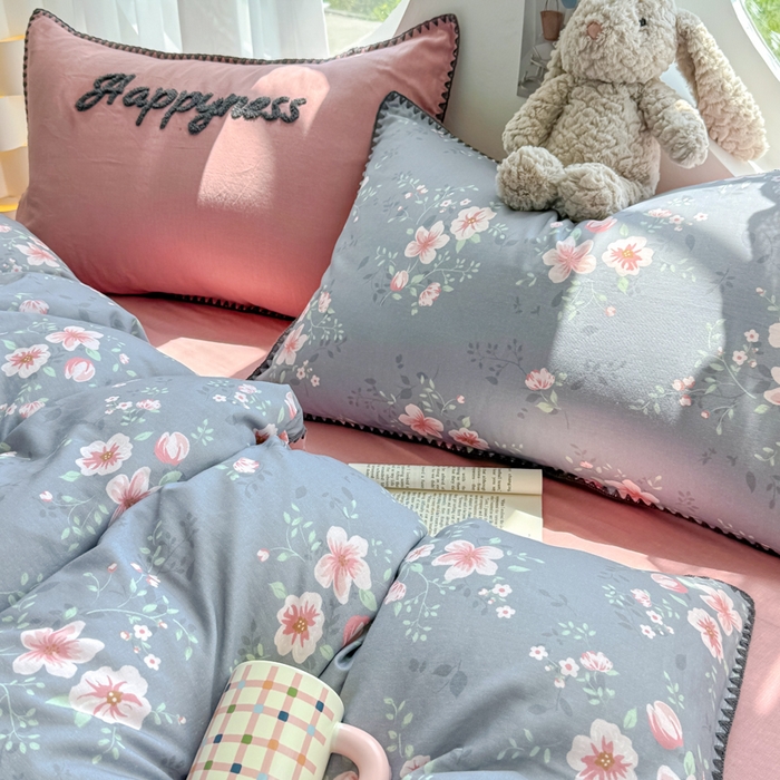 91家纺网 家纺一手货源 找家纺 恋佳居 2026新款A类全棉有氧双层纱印花毛巾绣贝壳边四件套 佩里斯庄园