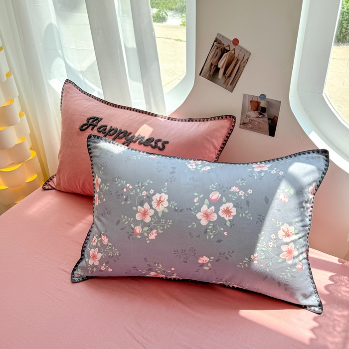 91家纺网 家纺一手货源 找家纺 恋佳居 2026新款A类全棉有氧双层纱印花毛巾绣贝壳边四件套 佩里斯庄园