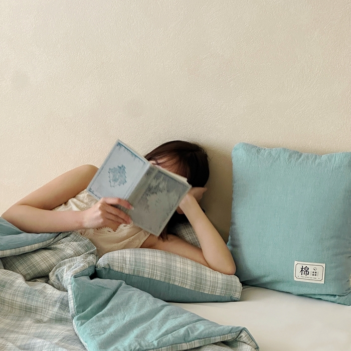 91家纺网 家纺一手货源 找家纺 多米家居 2025新款全棉水洗棉抱枕被 极光-绿
