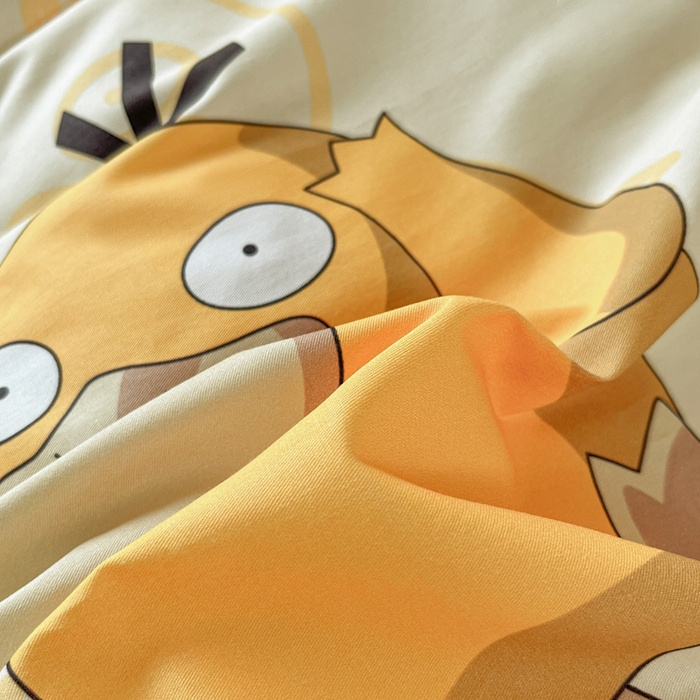 91家纺网 家纺一手货源 找家纺 金爱家 2025新款宝可梦正版授权纯棉卡通皮卡丘学生宿舍三件套四件套系列 棉宝可梦-奶黄可达鸭