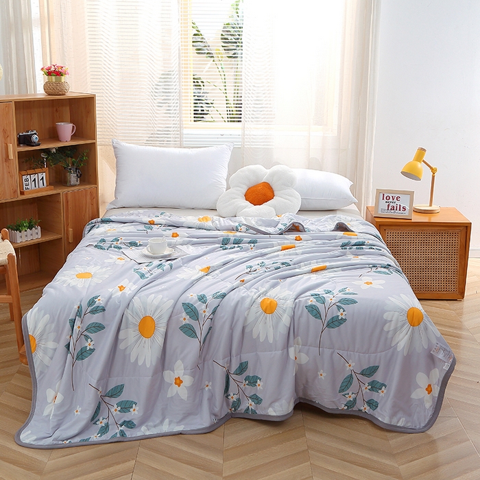 91家纺网 家纺一手货源 找家纺 贝兰仙奴 2025新款针织棉夏被 大叶菊花