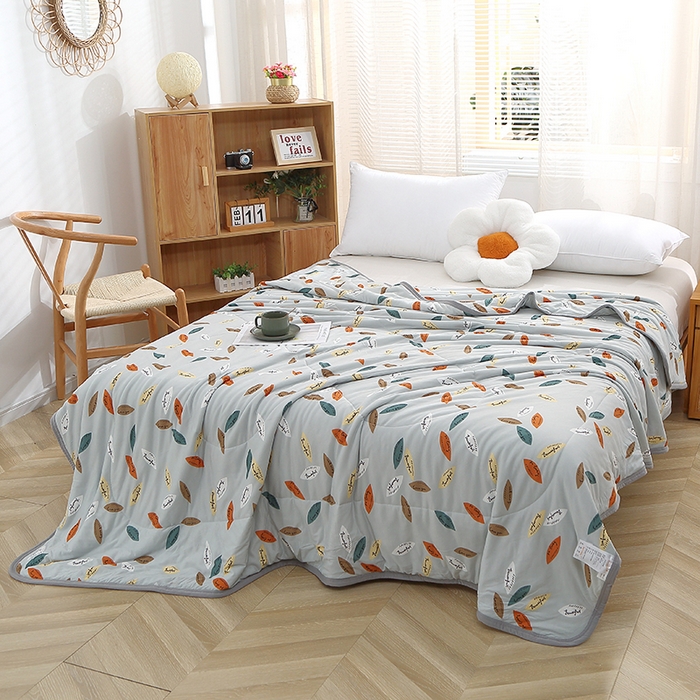 91家纺网 家纺一手货源 找家纺 贝兰仙奴 2025新款针织棉夏被 羽叶