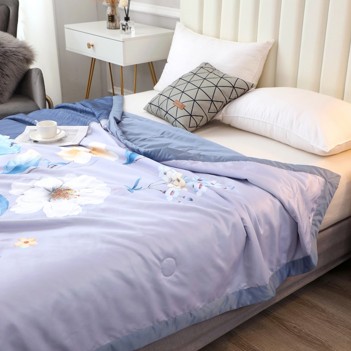 91家纺网 家纺一手货源 找家纺 贝兰仙奴 2025新款水洗天丝大中国风版夏被 紫嫣