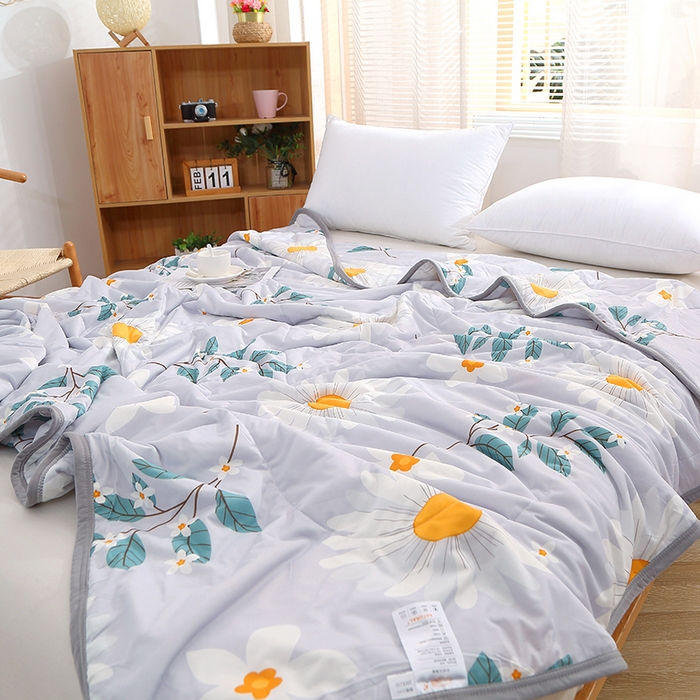 91家纺网 家纺一手货源 找家纺 贝兰仙奴 2025新款针织棉夏被 大叶菊花