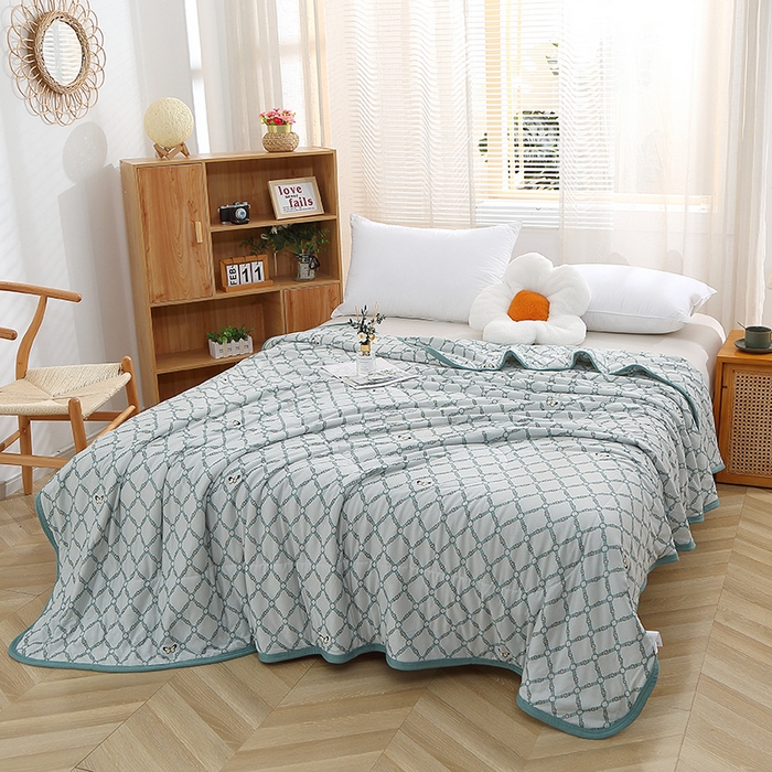 91家纺网 家纺一手货源 找家纺 贝兰仙奴 2025新款针织棉夏被 蝴蝶格兰