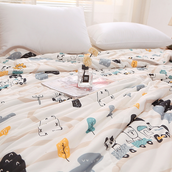 91家纺网 家纺一手货源 找家纺 贝兰仙奴 2025新款针织棉夏被 动物火车