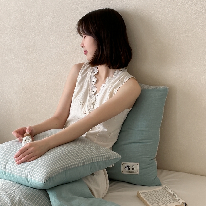 91家纺网 家纺一手货源 找家纺 多米家居 2025新款全棉水洗棉抱枕被 岛屿-绿