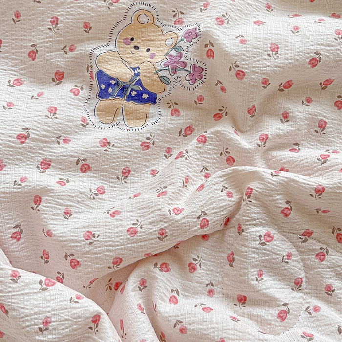 91家纺网 家纺一手货源 找家纺 一比一家纺 2026新款云感皱皱纱全棉花边款夏被四件套【控价109元】兔小姐