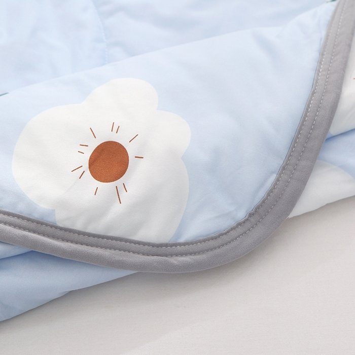 91家纺网 家纺一手货源 找家纺 贝兰仙奴 2025新款针织棉夏被 花与猫蓝