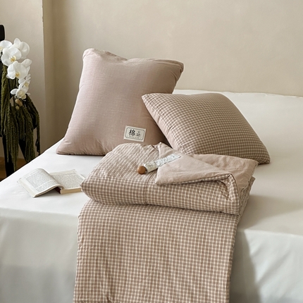 多米家居 2025新款全棉水洗棉抱枕被 岛屿-咖