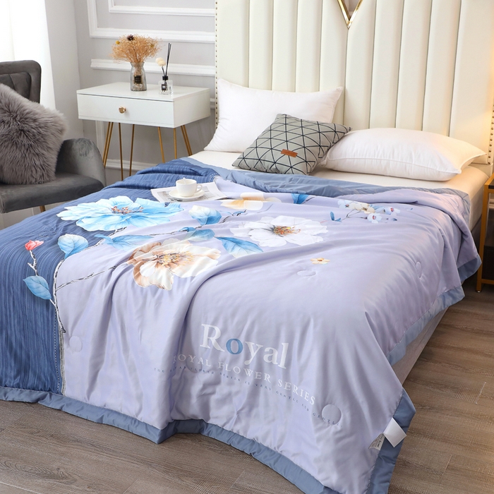 91家纺网 家纺一手货源 找家纺 贝兰仙奴 2025新款水洗天丝大中国风版夏被 紫嫣