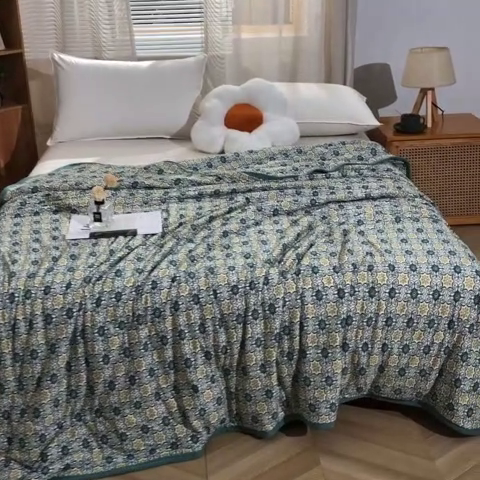 91家纺网 家纺一手货源 找家纺 贝兰仙奴 2025新款针织棉夏被 异域风情