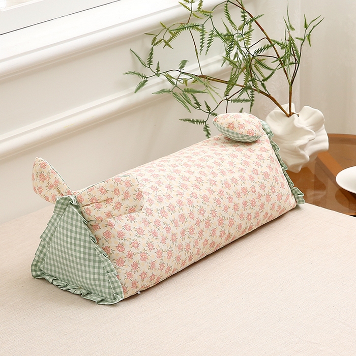 91家纺网 家纺一手货源 找家纺 梦叶草 2025新款全棉双层纱萌兔荞麦枕芯护颈枕头50*16*16cm（±2cm） 萌兔荞麦枕-粉色汐语