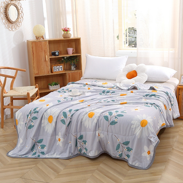 91家纺网 家纺一手货源 找家纺 贝兰仙奴 2025新款针织棉夏被 大叶菊花