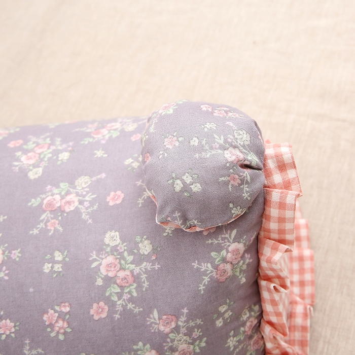 91家纺网 家纺一手货源 找家纺 梦叶草 2025新款全棉双层纱萌兔荞麦枕芯护颈枕头50*16*16cm（±2cm） 萌兔荞麦枕-紫色如梦