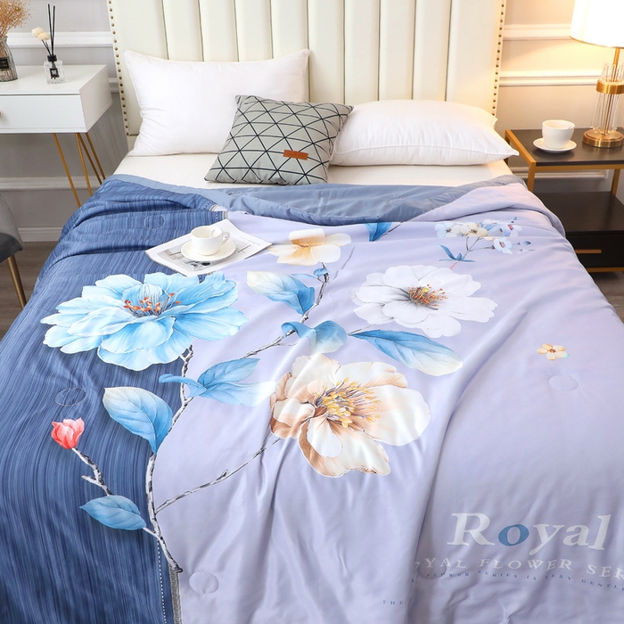 91家纺网 家纺一手货源 找家纺 贝兰仙奴 2025新款水洗天丝大中国风版夏被 紫嫣