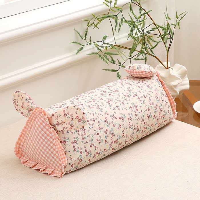 91家纺网 家纺一手货源 找家纺 梦叶草 2025新款全棉双层纱萌兔荞麦枕芯护颈枕头50*16*16cm（±2cm） 萌兔荞麦枕-繁花似锦