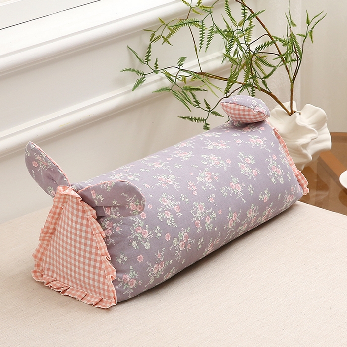 91家纺网 家纺一手货源 找家纺 （总）梦叶草 2025新款全棉双层纱萌兔荞麦枕芯护颈枕头50*16*16cm（±2cm）