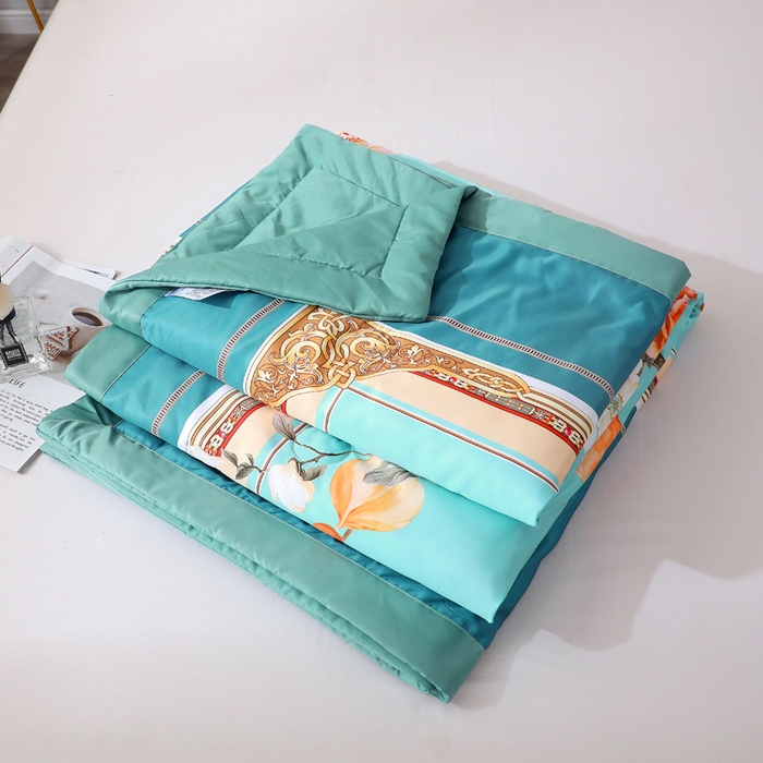 91家纺网 家纺一手货源 找家纺 贝兰仙奴 2025新款水洗天丝大中国风版夏被 富贵花开绿