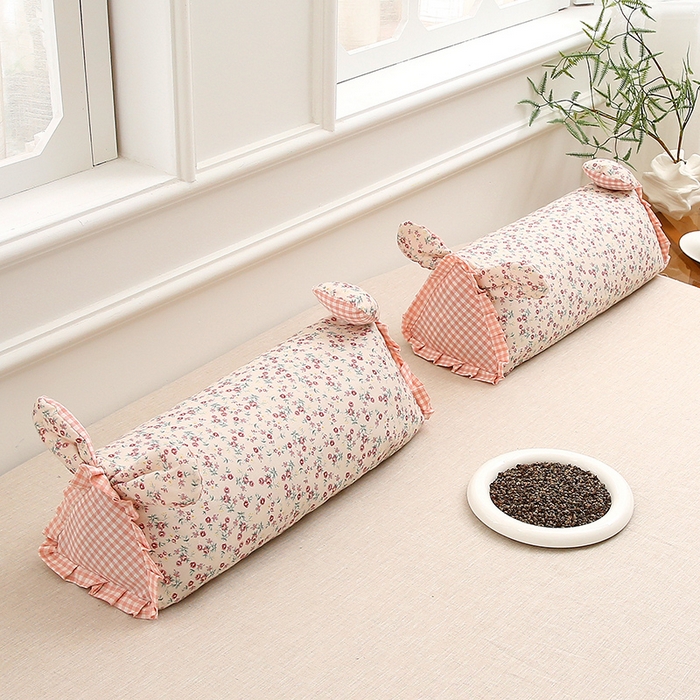 91家纺网 家纺一手货源 找家纺 梦叶草 2025新款全棉双层纱萌兔荞麦枕芯护颈枕头50*16*16cm（±2cm） 萌兔荞麦枕-繁花似锦