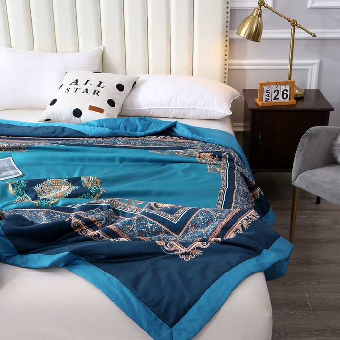 91家纺网 家纺一手货源 找家纺 贝兰仙奴 2025新款水洗天丝大中国风版夏被 镜花水月