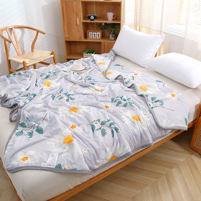 91家纺网 家纺一手货源 找家纺 贝兰仙奴 2025新款针织棉夏被 大叶菊花