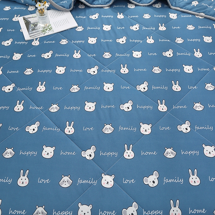 91家纺网 家纺一手货源 找家纺 贝兰仙奴 2025新款针织棉夏被 蓝兔熊