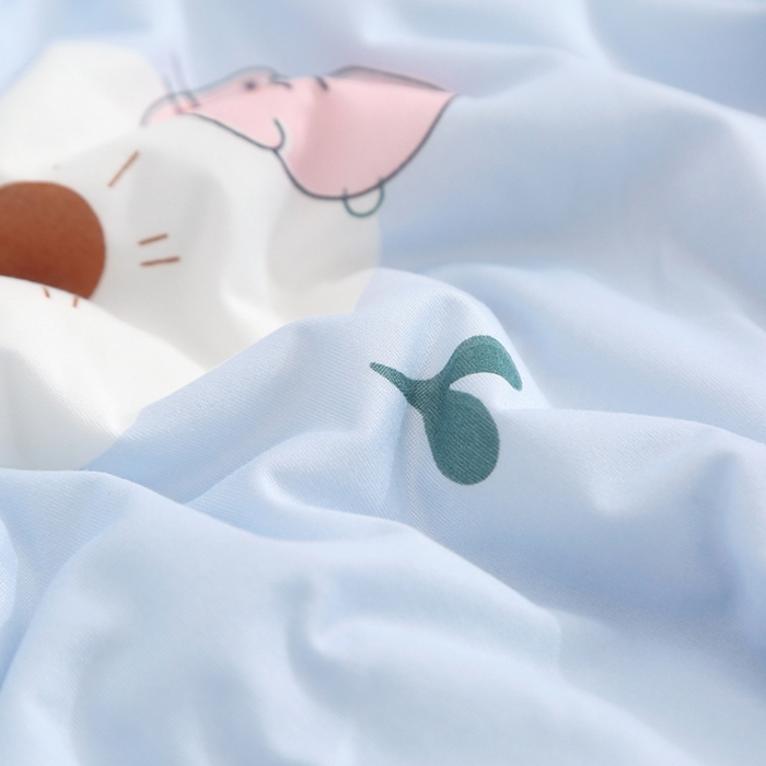 91家纺网 家纺一手货源 找家纺 贝兰仙奴 2025新款针织棉夏被 花与猫蓝