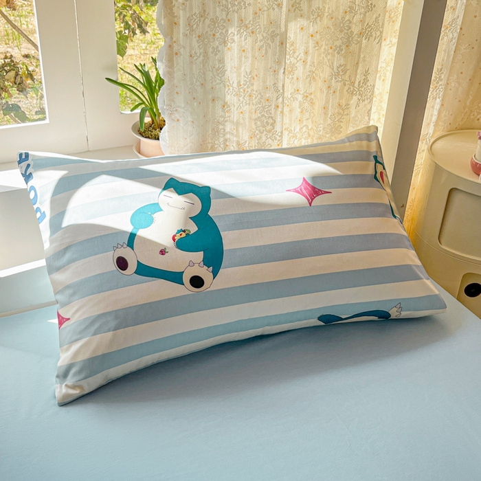 91家纺网 家纺一手货源 找家纺 金爱家 2025新款宝可梦正版授权纯棉卡通皮卡丘学生宿舍三件套四件套系列 棉宝可梦-蓝条卡比兽