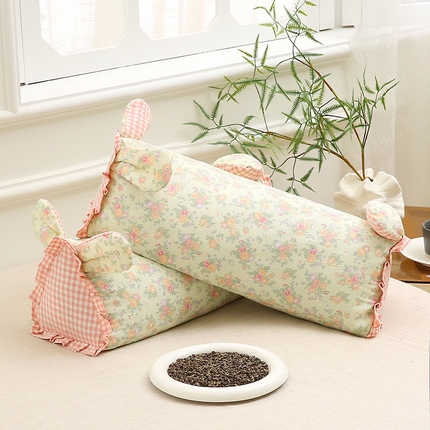 梦叶草 2025新款全棉双层纱萌兔荞麦枕芯护颈枕头50*16*16cm（±2cm） 萌兔荞麦枕-洛丽塔