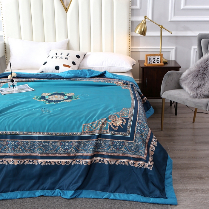 91家纺网 家纺一手货源 找家纺 贝兰仙奴 2025新款水洗天丝大中国风版夏被 镜花水月