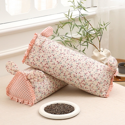 梦叶草 2025新款全棉双层纱萌兔荞麦枕芯护颈枕头50*16*16cm（±2cm） 萌兔荞麦枕-繁花似锦